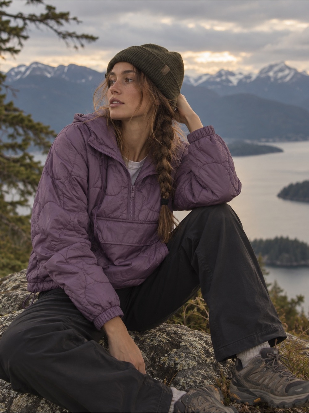 LIVØM Quilted Half-Zip Pullover Jacket Women’s Medium Purple Lavender